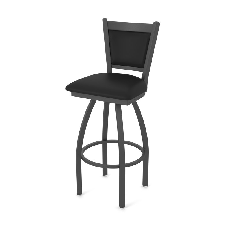 Tabouret pivotant Hadleigh, Étain, Vinyle noir, Tabouret de bar (siège d'une hauteur de 36 po)