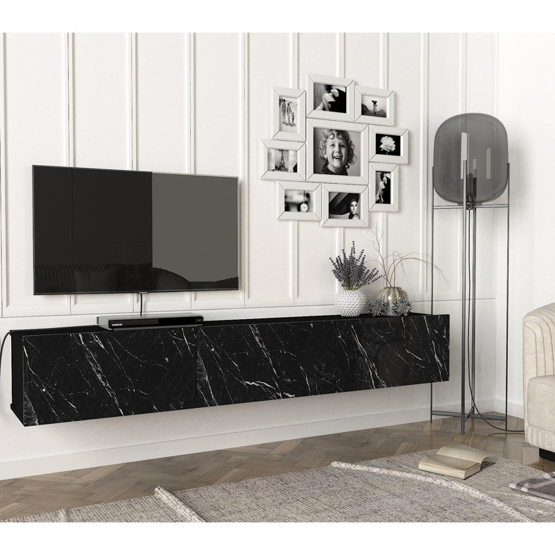 Aatu TV Stand for TVs up to 55", Black Marble, 70'' W