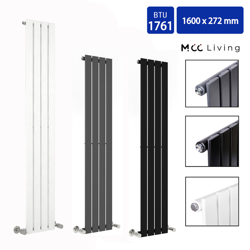 Aarvik Designer Radiator, 1600cm H x 272cm W, Grey