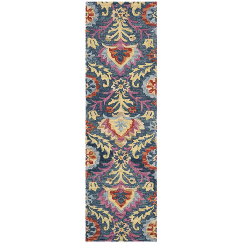 Talmo Hand Hooked Wool And Cotton Oriental Rug, Runner 2'3" x 10'