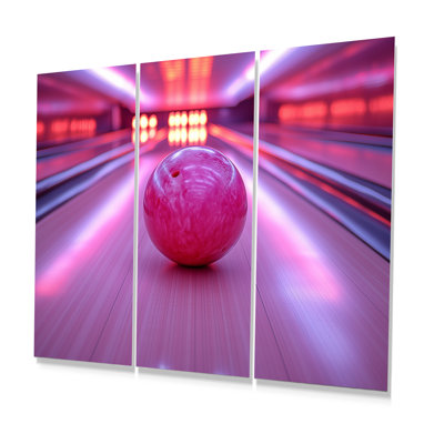 Pink And Purple Bowling Strike Celebration - Bowling Wall Art Print Set