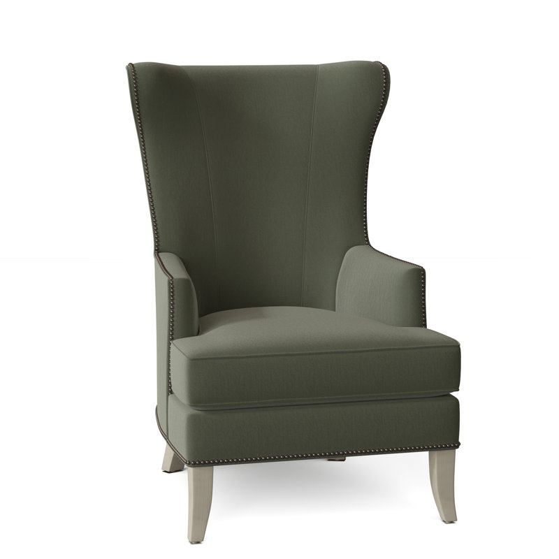 Andrew Wingback Chair, Straw (3162 08), Nickel, Almond Buff