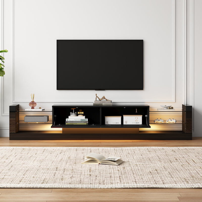 Hochglanz-tv-schrank Mit Led-beleuchtung Für Tvs Bis Zu 80", Black