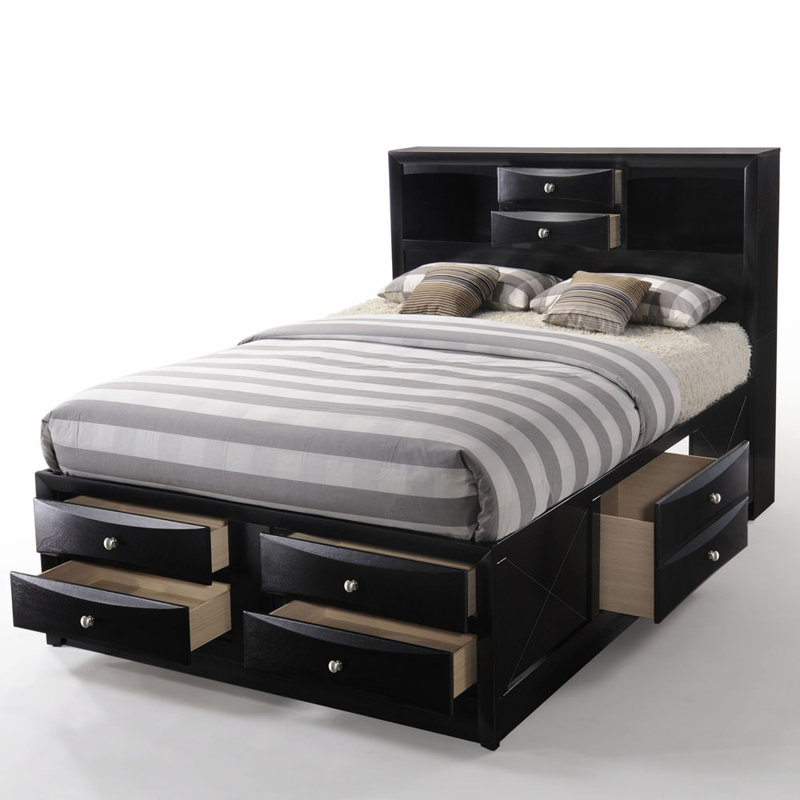 Ireland Queen Bed W/Storage, Black