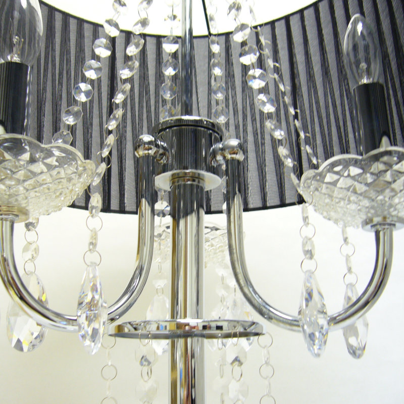 LAMPE DE TABLE INSPIRÉE NOIR / CRISTAL 29,5 po H (1 PC / RTC), lampe tactile style candélabre moderne, Noir