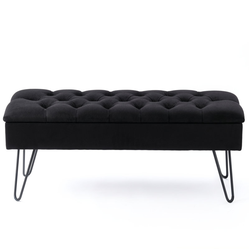 Middleborough Velvet Upholstered Storage Bench, 44cm H x 80cm W x 40cm D