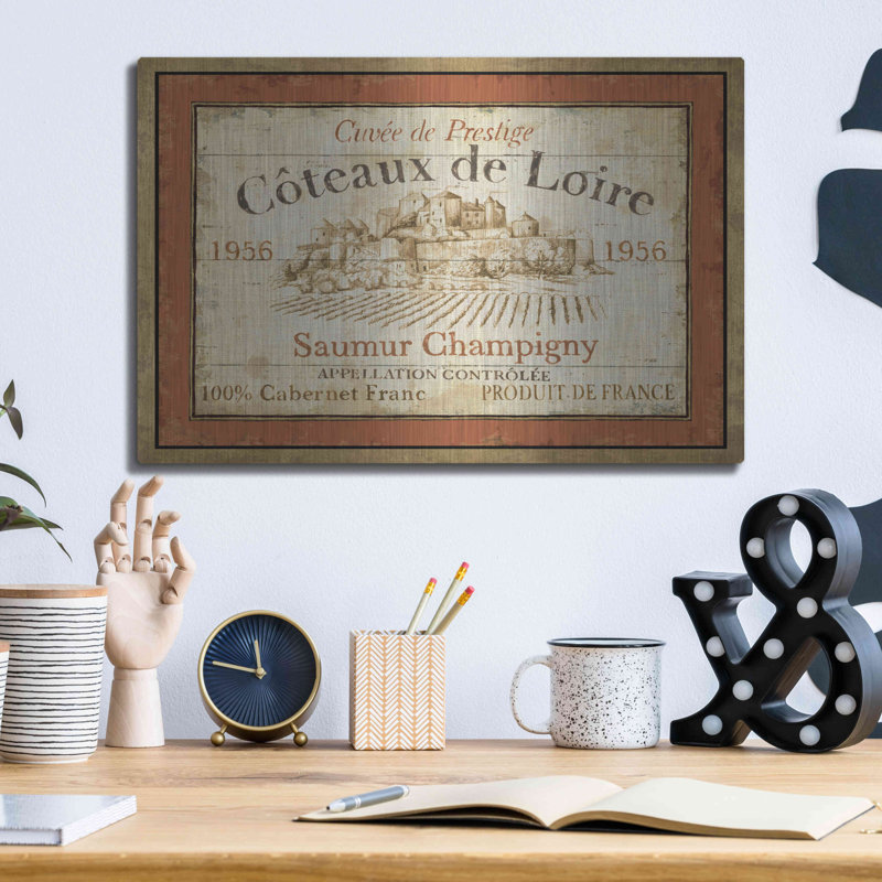 Red Barrel Studio® «French Wine Label II» par Daphne Brissonet, art mural en métal, H 12 po x l 16 po