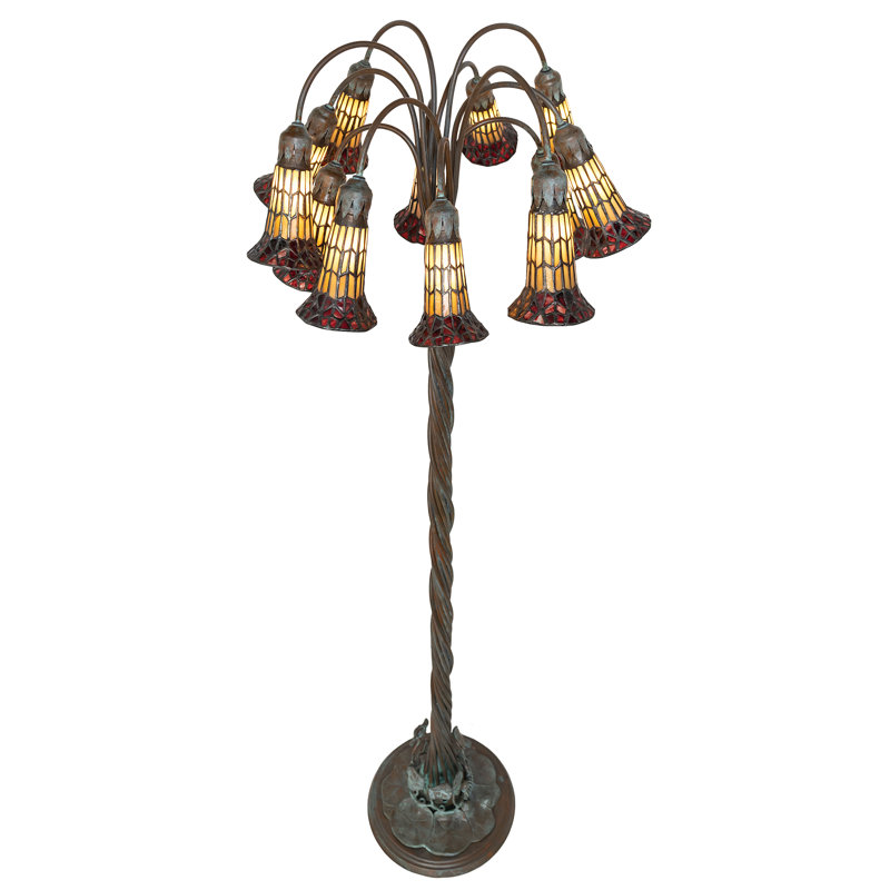 Tiffany Pond Lily Floor Lamp, Red/Amber