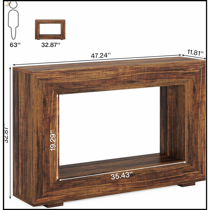47 Inches Wooden Console Table, Narrow Long Sofa Table For Living Room And Entryway, Rustic Farmhouse Design