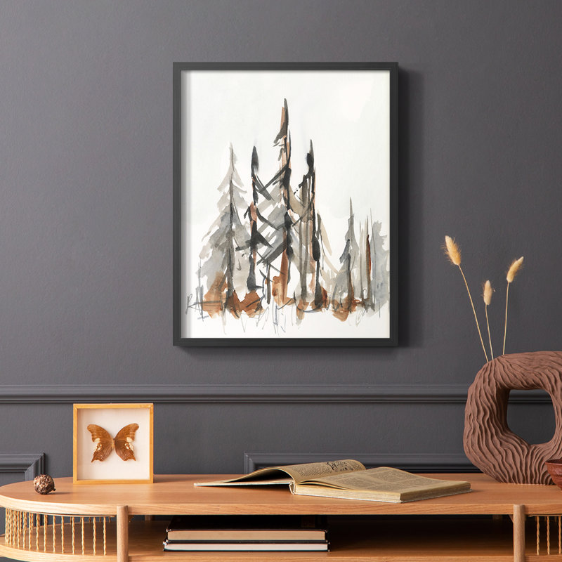 Rustic Evergreen II, reproduction encadrée - bois massif, H 20 po x l 16 po, Noir