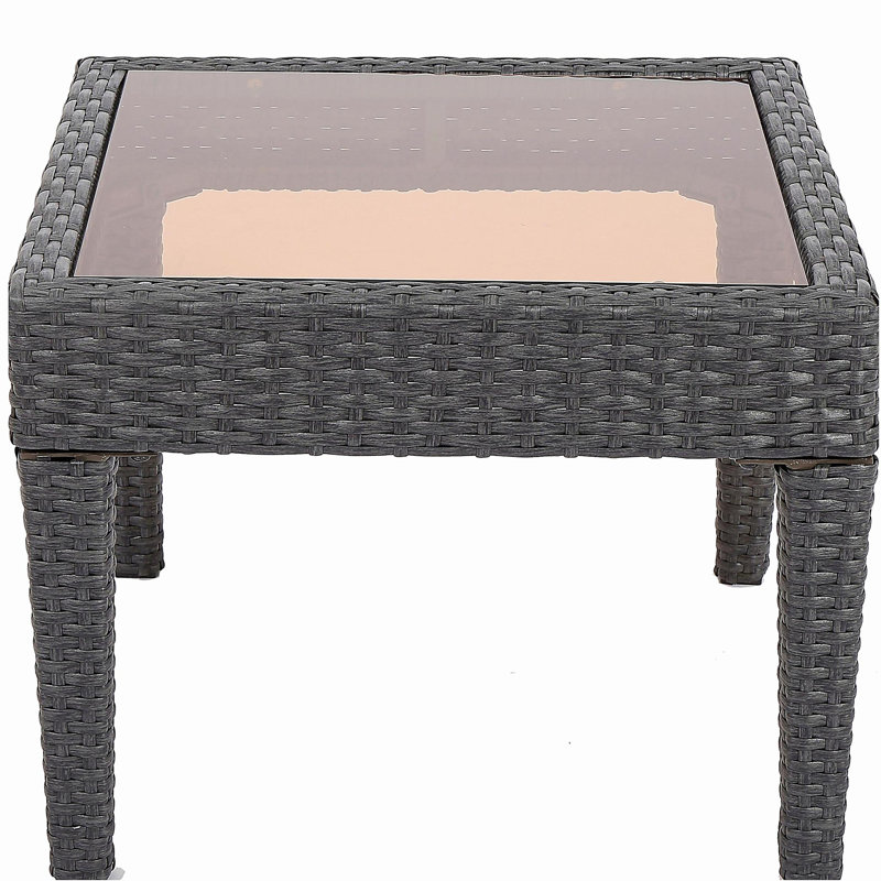 Outdoor Antibes Wicker Side Table,Accent Table,Grey