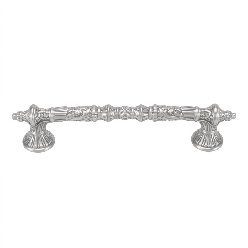 EDGAR BEREBI BELLEVIEW 5 inch CENTER TO CENTER PULL IN BURNISHED SILVER PLATE, Satin Nickel