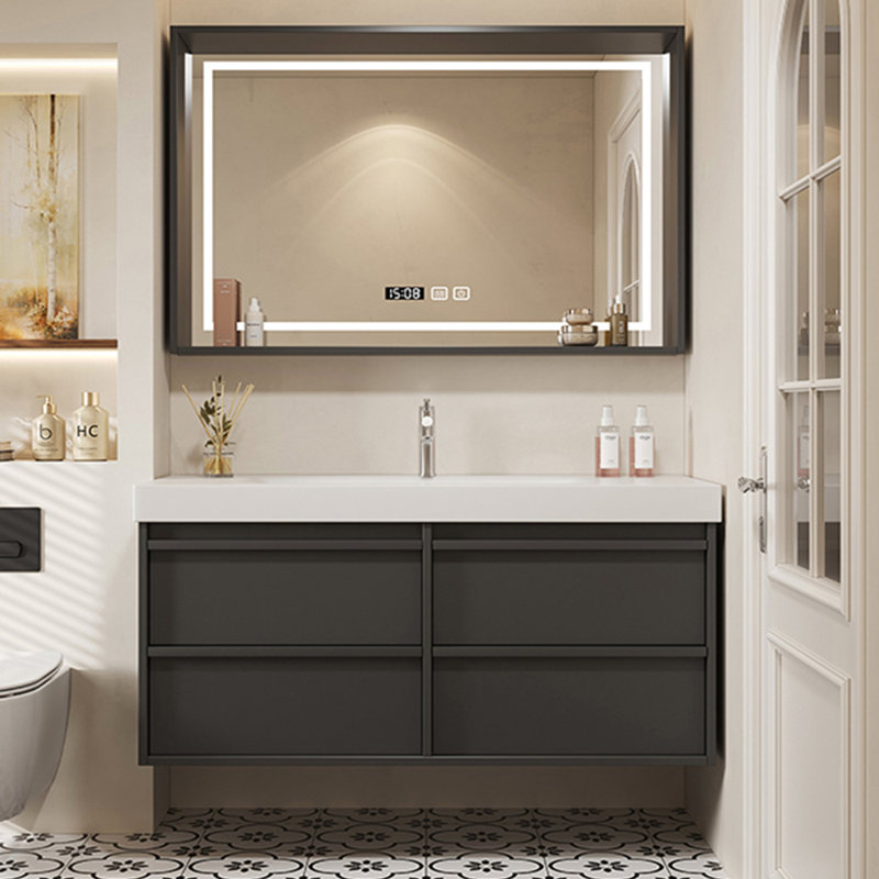 Stylish simple bathroom cabinet, 19.7" H x 55.1" W x 21.7" D, Dark Gray