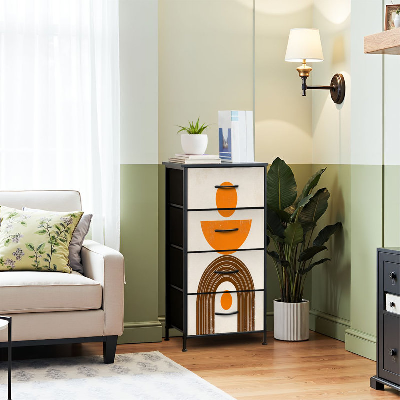 Commode pour commode de chambre à coucher pour commode minimaliste orange brûlé et commodes à tiroirs en tissu