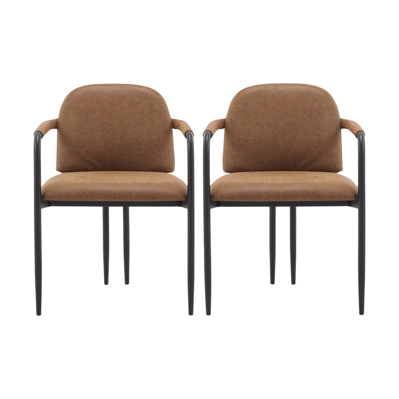 Chaise de salle à manger avec cadre en fer, ensemble de 2 espresso, Brun, Noir / brun