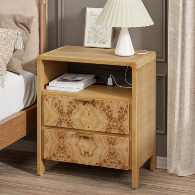 Manish 2 Drawer Nightstand With Charging Station by Langley Street