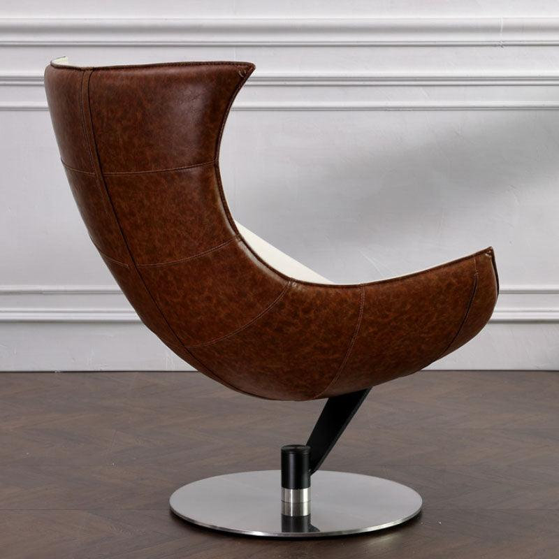 Upholstered Leather Swivel Accent Chair, Texture A