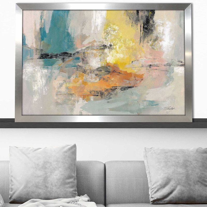 «Seaside Ambience» par Silvia Vassileva - Peinture, Encadrement argenté, H 21,5 po x l 27,5 po x P 0,75 po