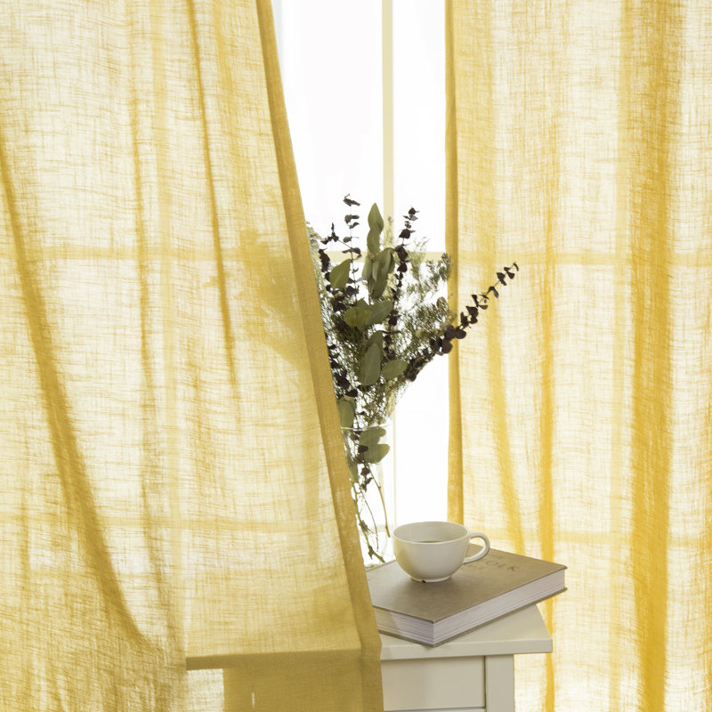 Sickels Semi Sheer Curtain Pair, Mustard, 52" W x 96" L