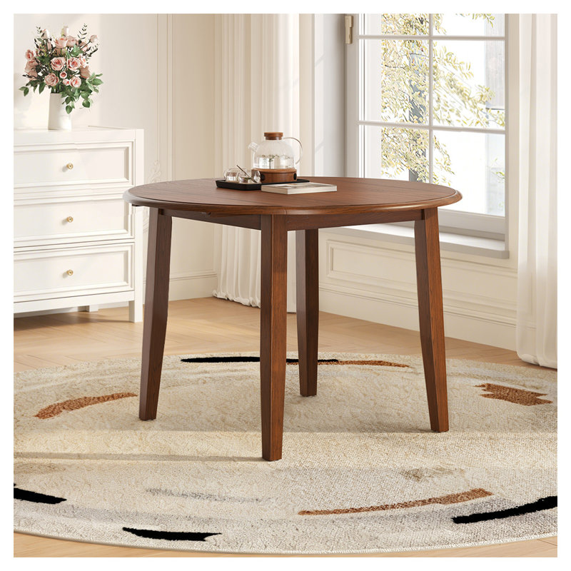 Table de salle à manger extensible ronde pour 2 à 4 personnes - Bois d'hévéa pliable et base en bois aggloméré