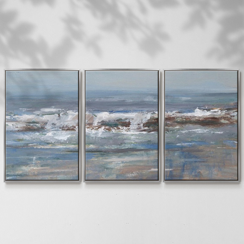 Overcast Tides I 3 pièces, H 40 po x l 78 po x P 2 po, Argent