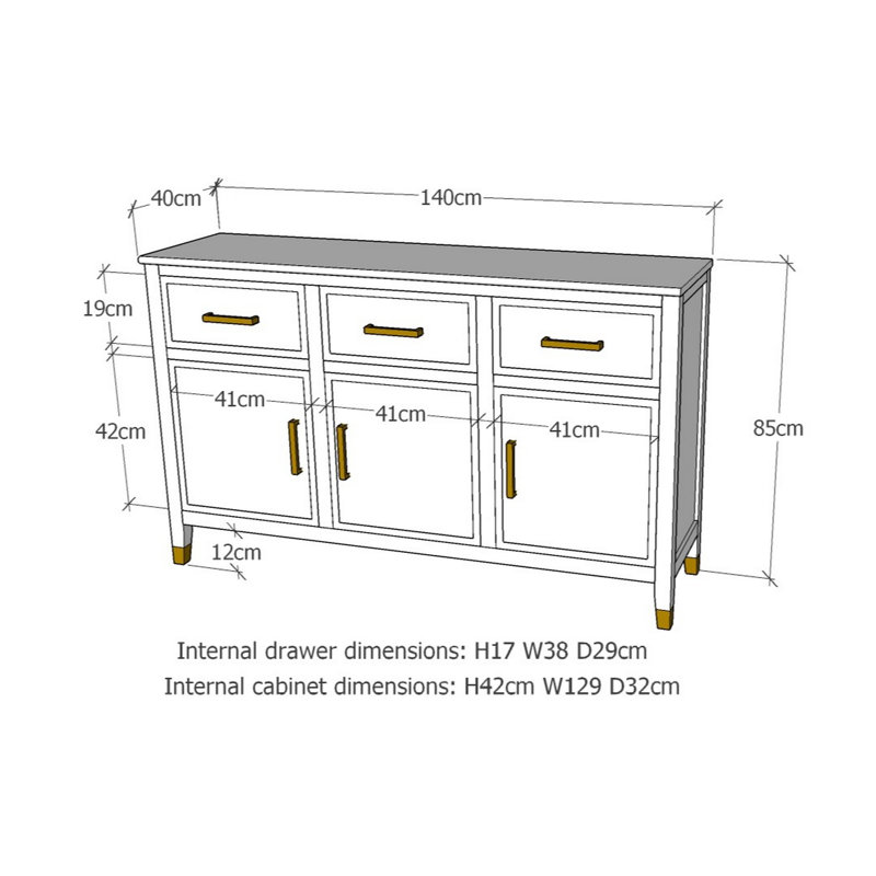 140cm Sideboard, Blue