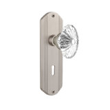 Deco Plate with Decorative Keyhole and Oval Fluted Crystal Door Knob