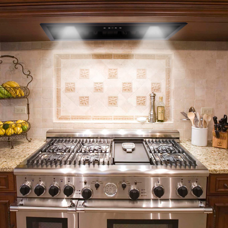 30 inch Range Hood Insert 600 CFM with Charcoal Filter and Light Included, Matte Black