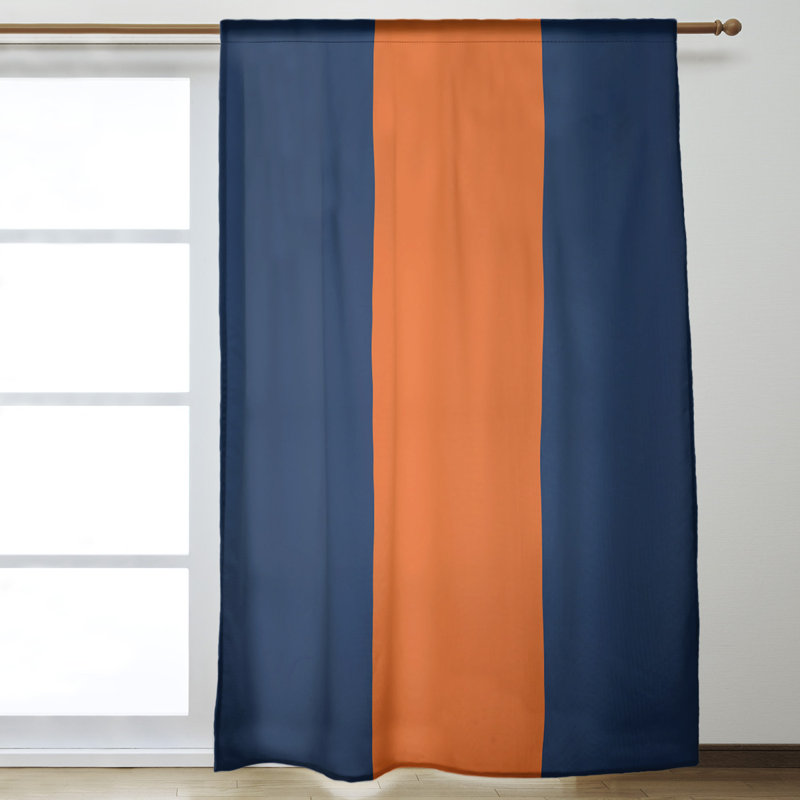 Room Darkening Curtain Single Panel, Atlanta Baseball Blue/Orange/Midnight Navy Blue