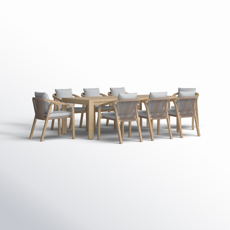 Ensemble repas 9 pièces Joly, beige, Brun