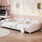 Twin size Upholstered Daybed, Sherpa Fabric Sofabed with Cloud-Shaped Backrest, No Box-spring Needed