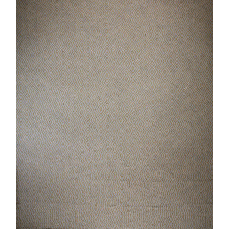 Tapis gris / beige en laine noué à la main de conception unique 8 pi x 10 pi