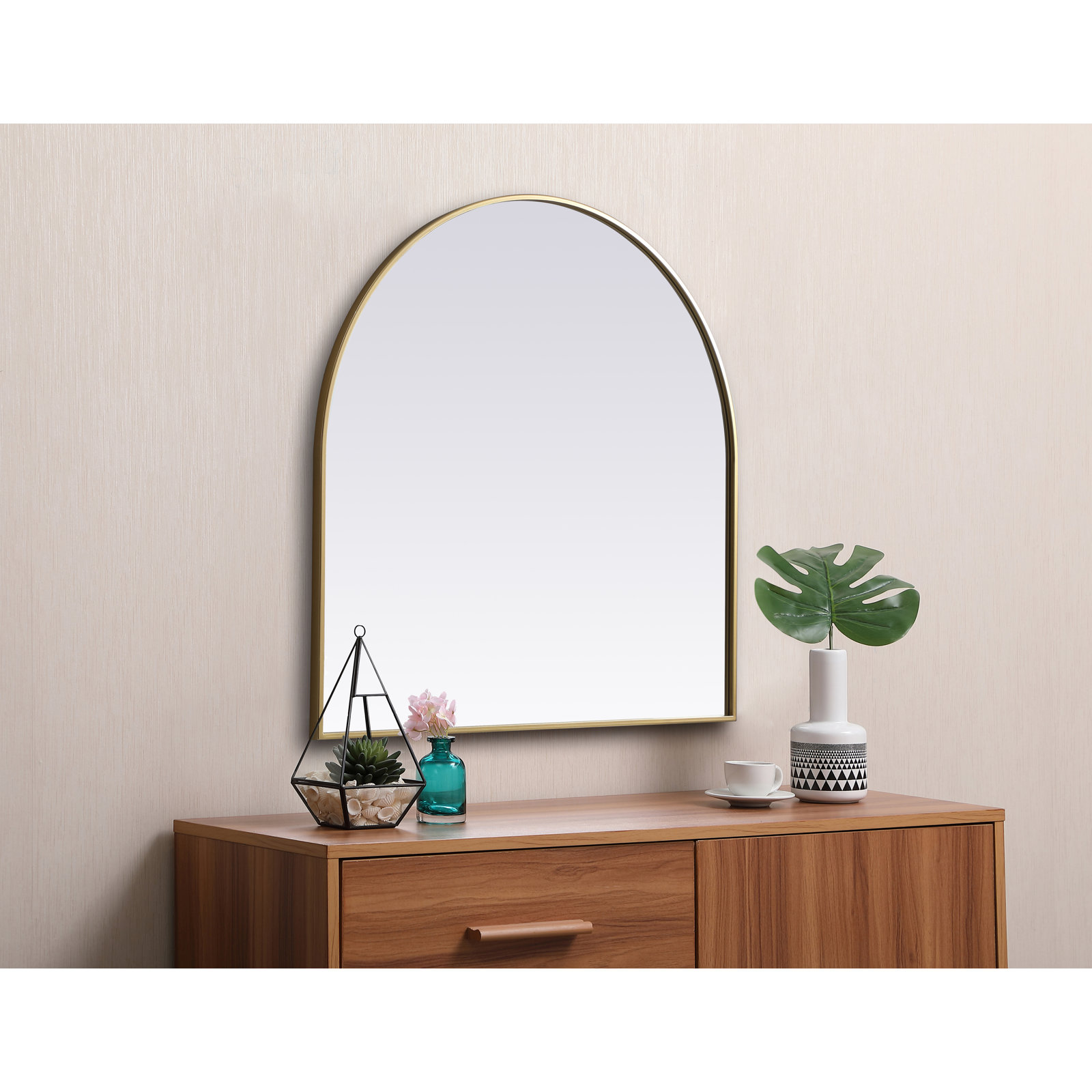 Sabine Metal Arch Wall Mirror, Brass, 36" x 36"