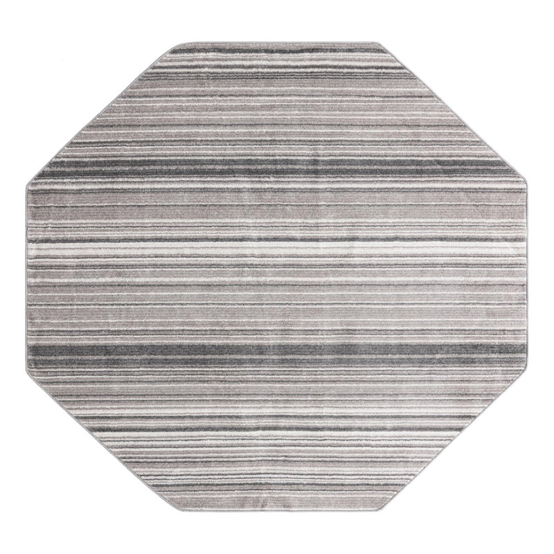 Osteen Striped Area Rug, Octagon 4'1" x 4'1", Gray