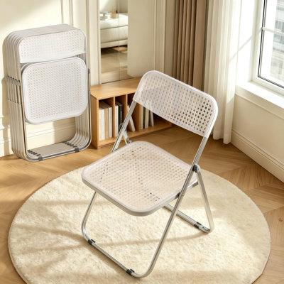 Weight Capacity 300 Pound Steel Frame Folding Chairs for Indoor Outdoor Party Use, Set of 6, White