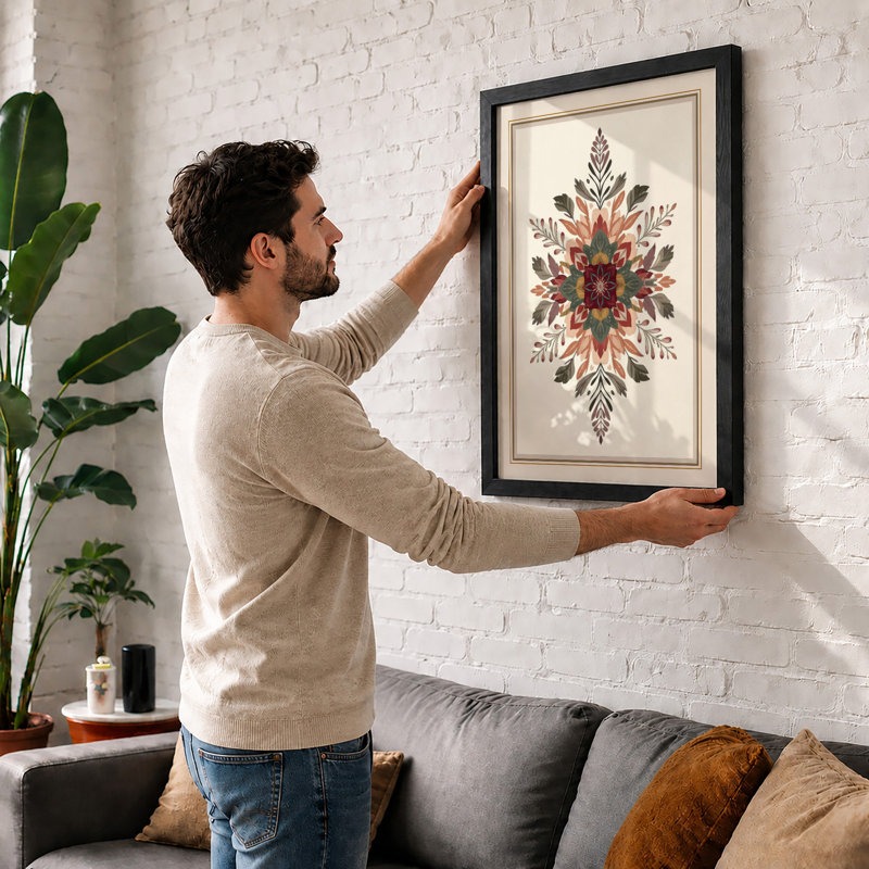 Mandala Botanical - Framed Print, A1 - 84.1 x 59.4 cm, Oak