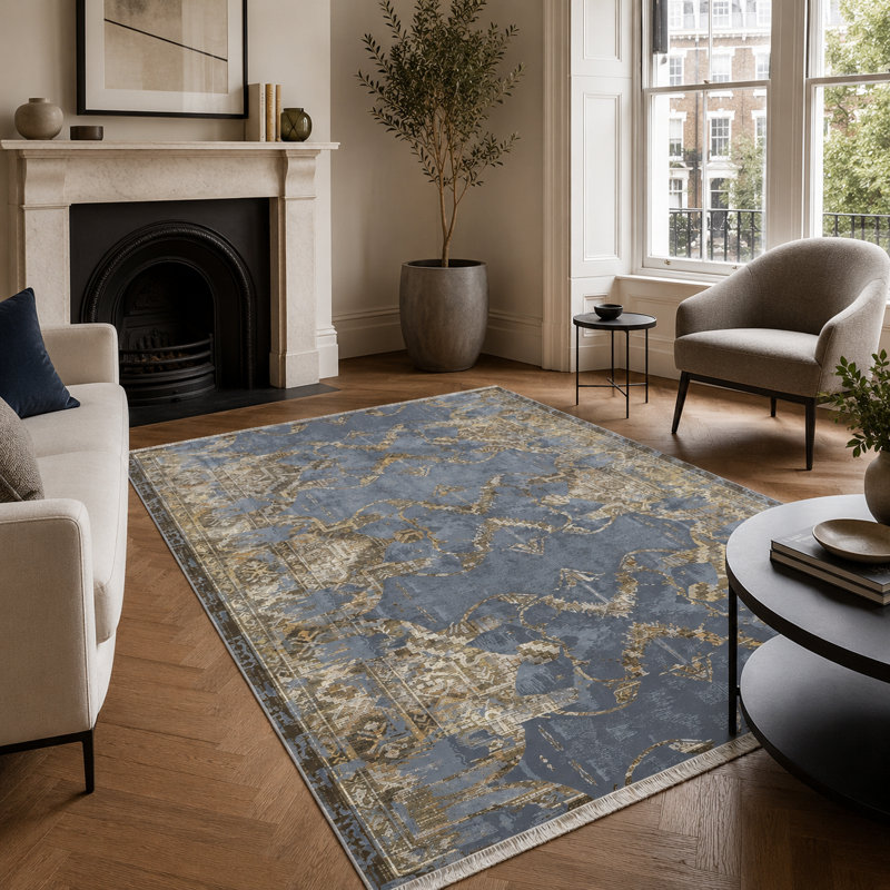 Vintage Look Cotton and Chenille Flatweave Area Rug, 60 x 100 cm