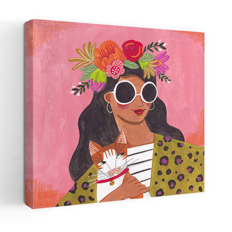 Art contemporain Portrait de fleur de chat contemporain, H 24 po x l 24 po