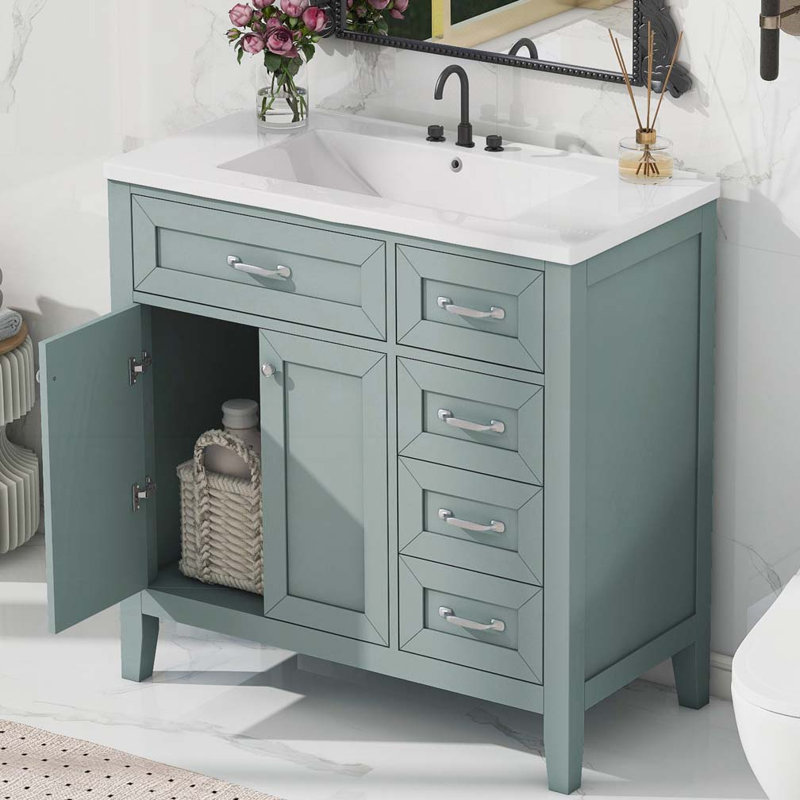 Meuble-lavabo 36 po avec lavabo, Vert