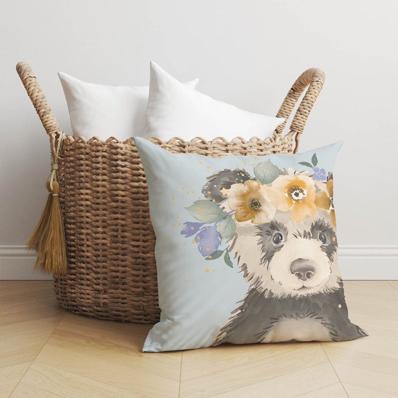Panda Blue Pillow, 20" H x 20" W