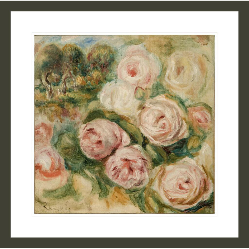 Roses and Landscape, Pierre Auguste Renoir, impression giclée sur cadre, H 23,5 po x l 23,63 po