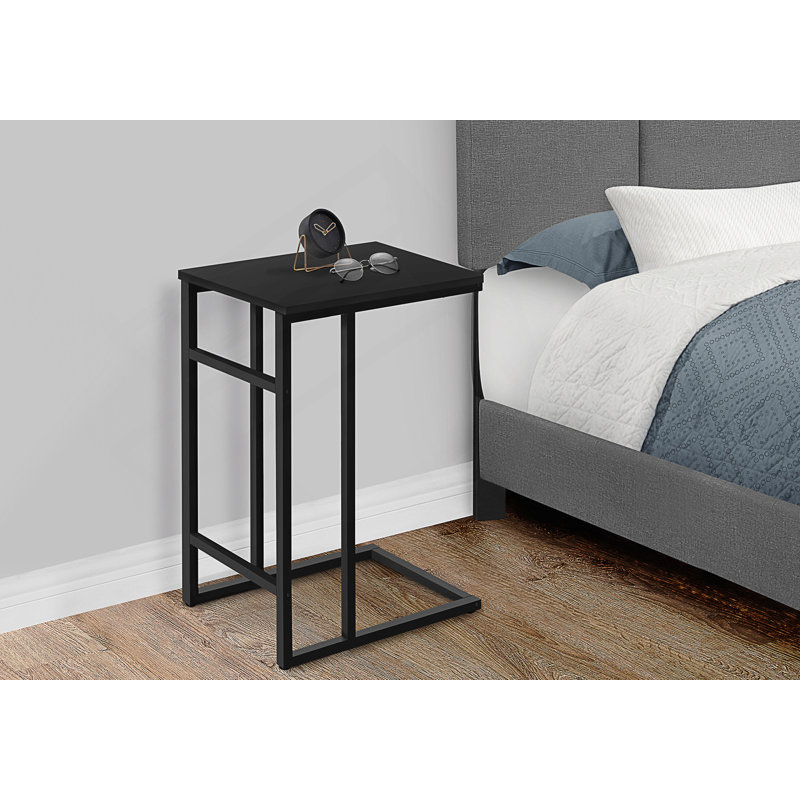 Table d'appoint, en forme de C, bout, côté, collation, stratifié, métal, Noir, noir, noir, noir