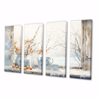 «Cottage in Winter Window Charm III - Farm Windows», art mural sur toile