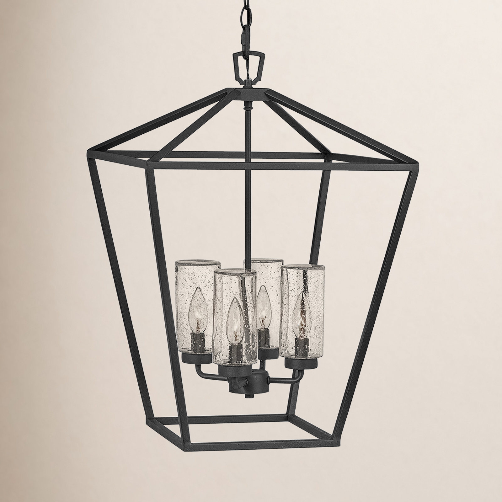 Alford Place 4 -Bulb 24.5" H Outdoor Hanging Lantern, Museum Black, 60W