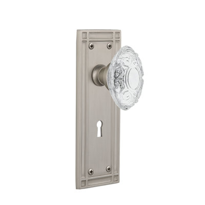 Mission Plate with Decorative Keyhole and Crystal Victorian Knob