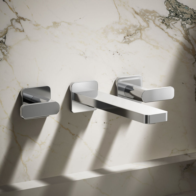 Parallel Wall-Mount Bathroom Sink Faucet Trim, Polished Chrome