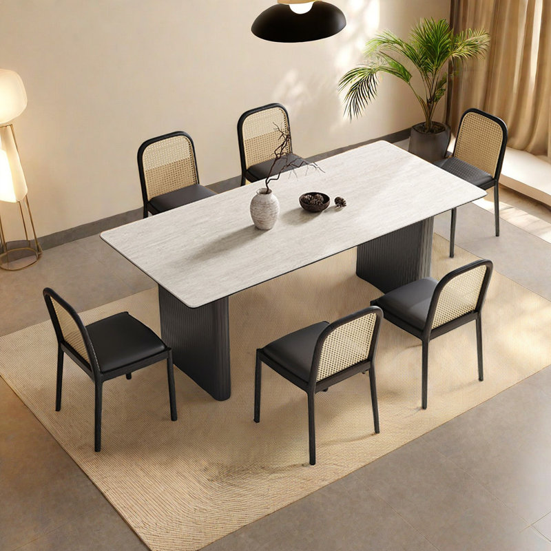 Table à manger moderne en bois massif simple et chaises, H 29,52 po x L 55,11 po x l 31,49 po