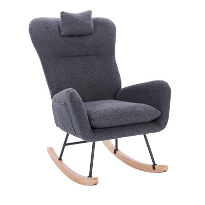 Cayer Upholstered Nursery Rocking Chair With Ergonomic Design And Sturdy Frame For Comfortable Seating In Living Room Or Bedroom