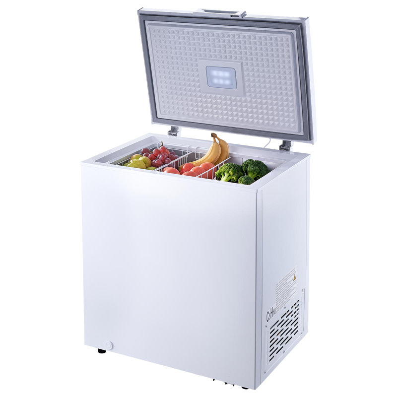 Chest Freezer, 5 Cu.ft Compact Deep Freezer, Free Standing Top Open Door Chest Freezers with 2 Removable Baskets & Adjustable Thermostat - Energy Saving, Low Noise & Garage Ready, White
