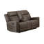 Ensemble 2 pièces: canapé inclinable et causeuse avec console, microfibre polie brune-699437792